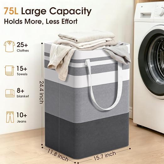 Large Capacity Foldable Laundry Basket Waterproof Clothes Hamper with Handles Portable Laundry Storage Bag for Bedroom Bathroom and Dorm Use
