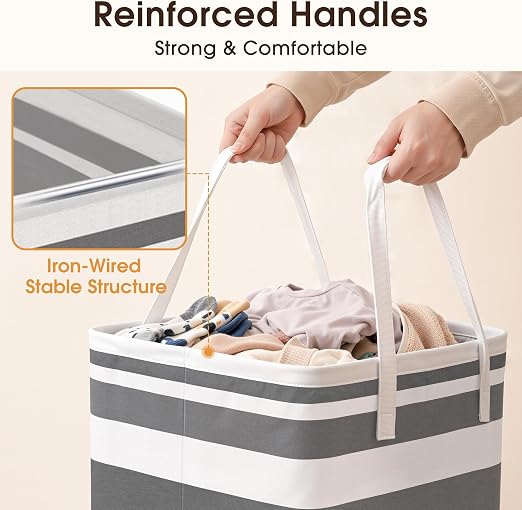 Large Capacity Foldable Laundry Basket Waterproof Clothes Hamper with Handles Portable Laundry Storage Bag for Bedroom Bathroom and Dorm Use