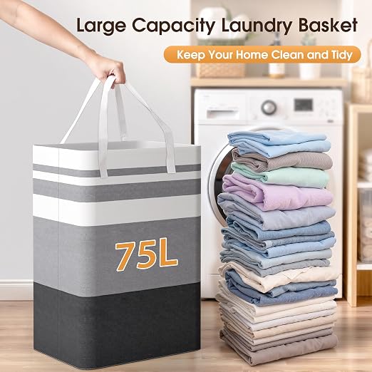 Large Capacity Foldable Laundry Basket Waterproof Clothes Hamper with Handles Portable Laundry Storage Bag for Bedroom Bathroom and Dorm Use